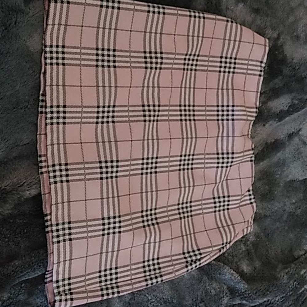 Light pink plaid mini skirt
